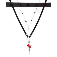 Multi-Pack Red Spike Rose Sword Chain Choker Necklaces - 3 Pack at Spencer's