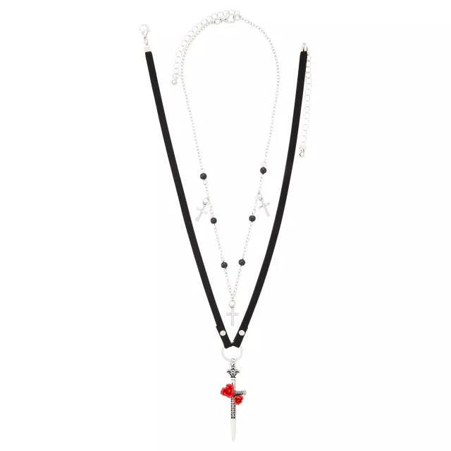 Multi-Pack Red Spike Rose Sword Chain Choker Necklaces - 3 Pack at Spencer's