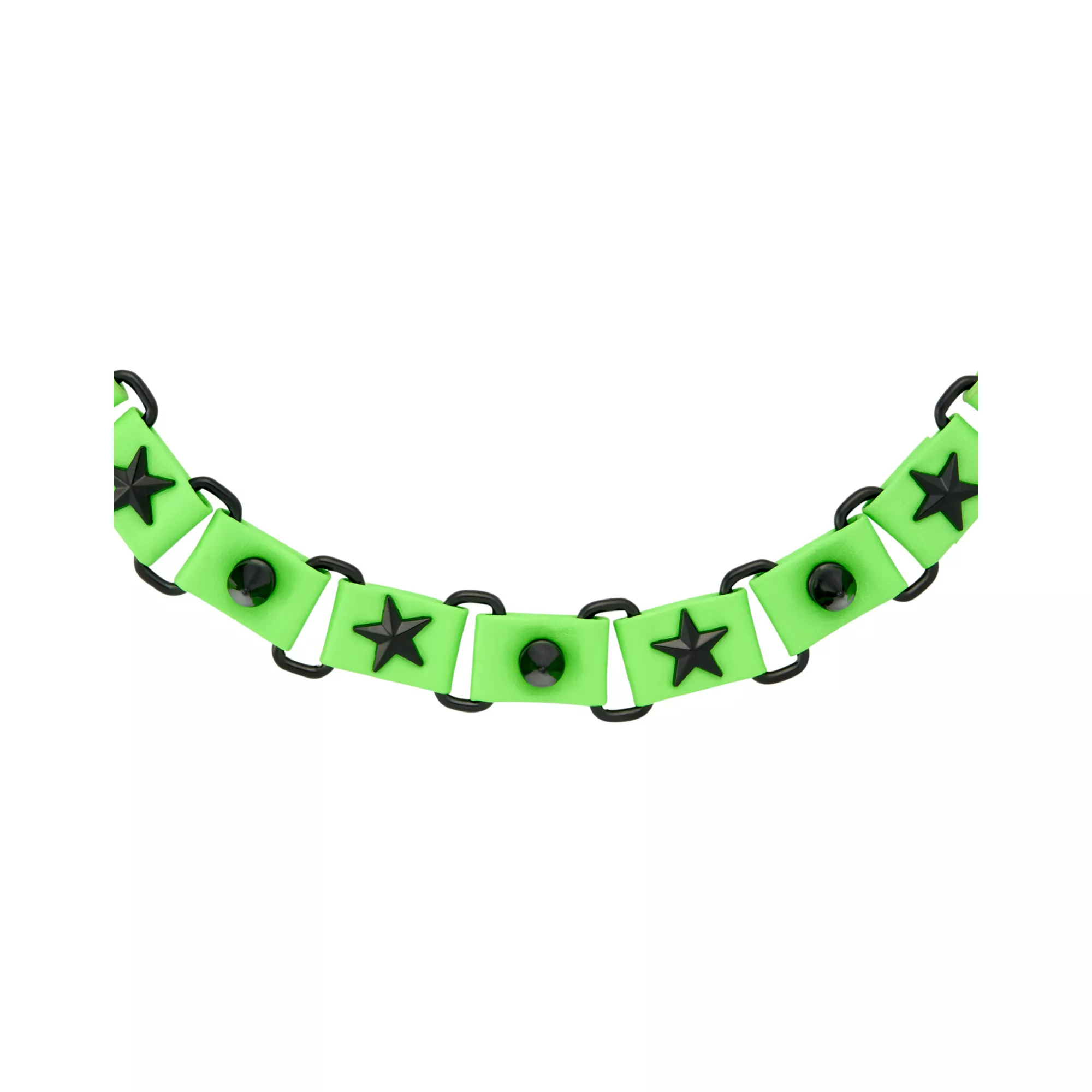 Green and Black Star Spike Link Choker Necklace