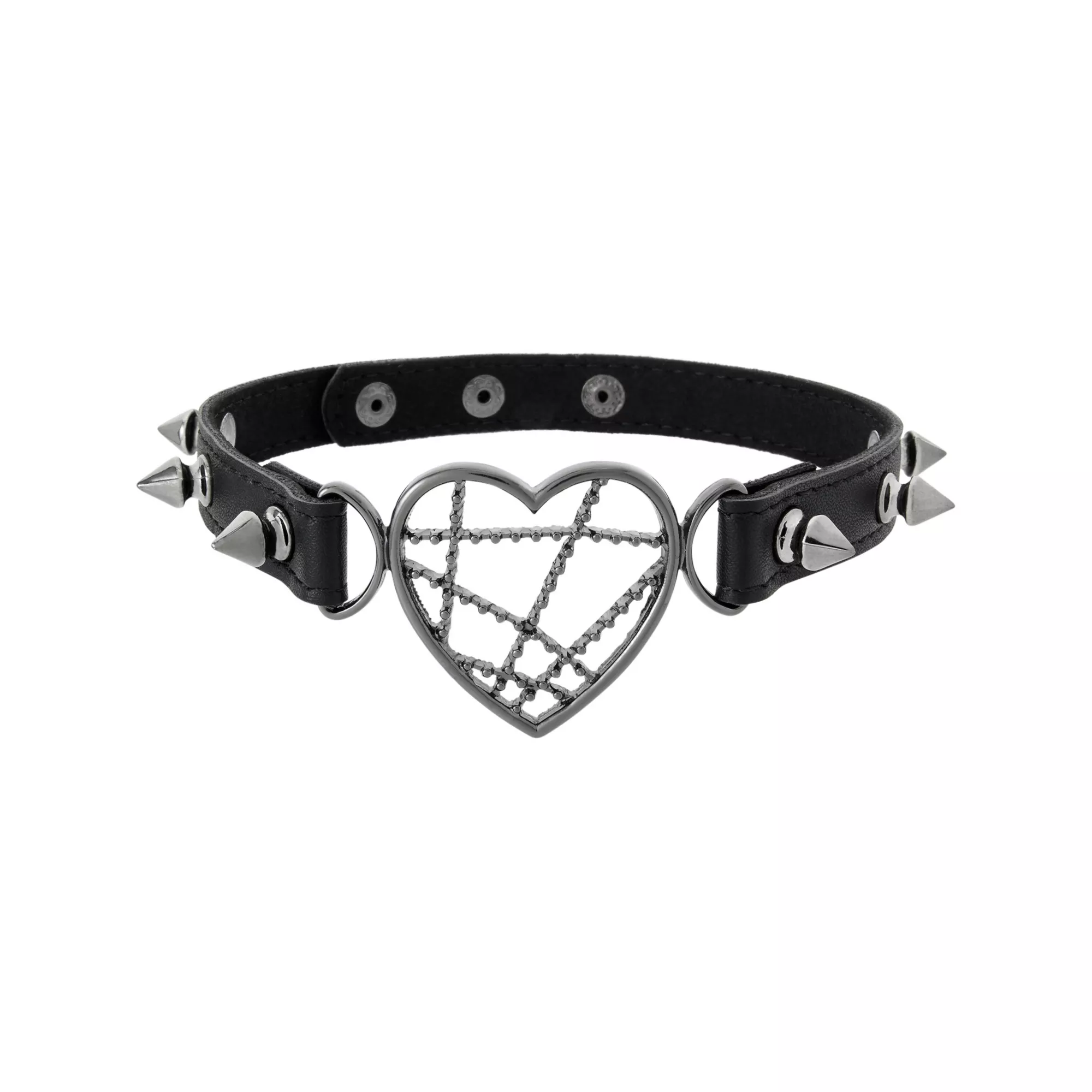 Black Wire Heart O-Ring Choker Necklace