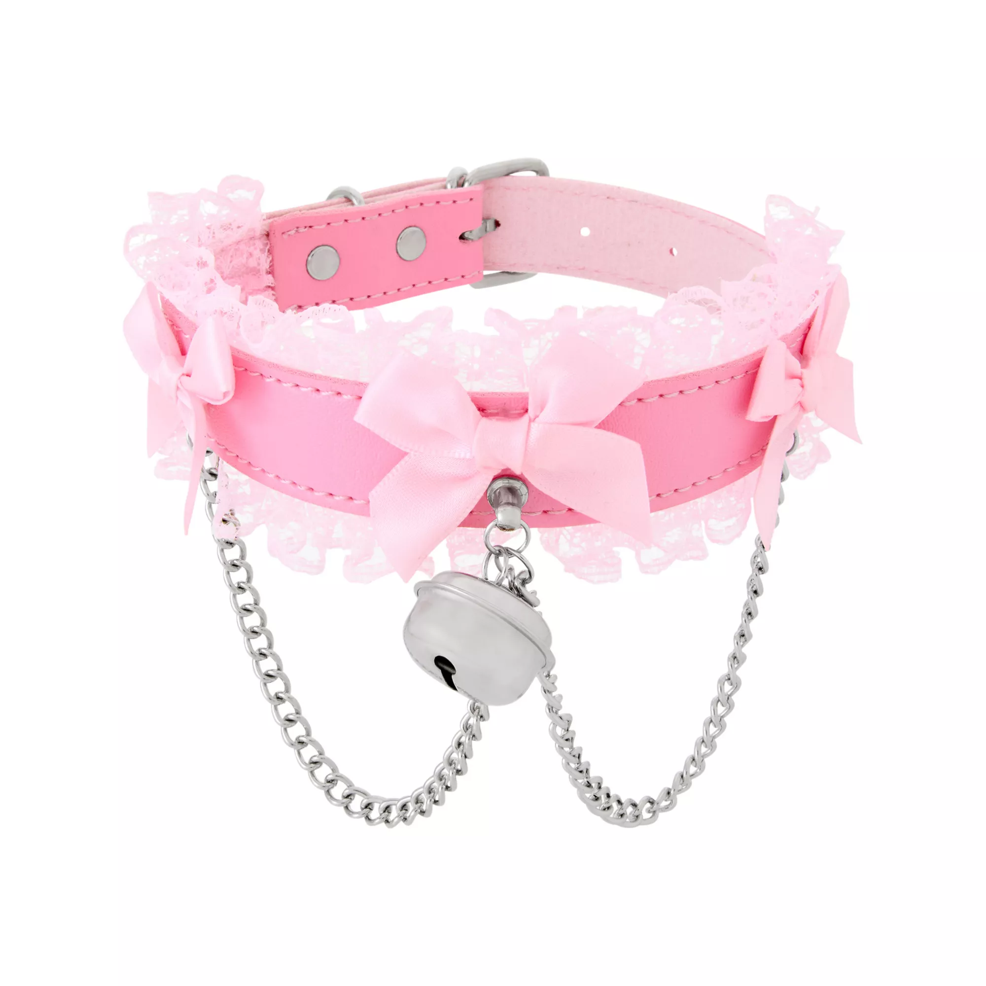 Pink Bow Charm Chain Choker Necklace