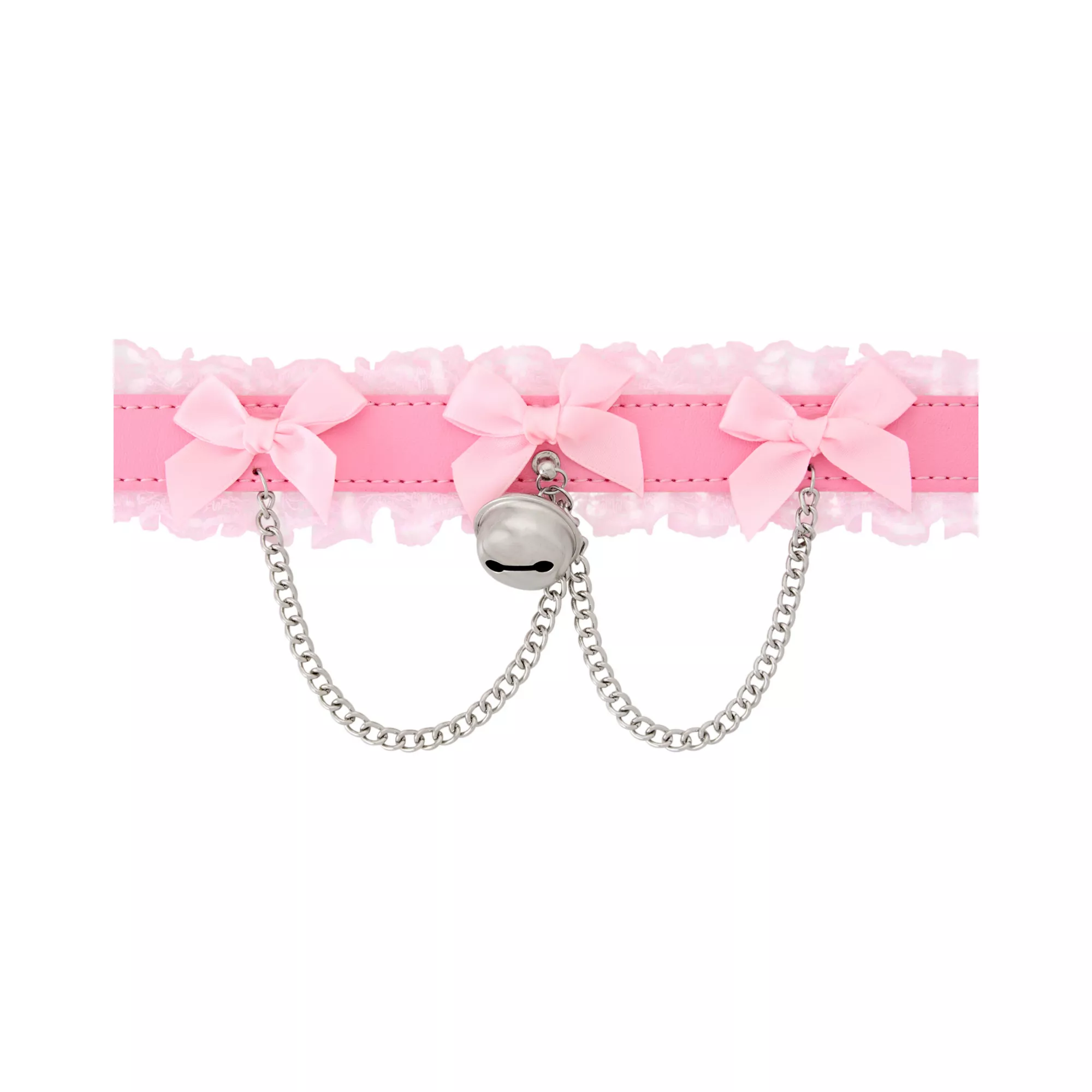 Pink Bow Charm Chain Choker Necklace
