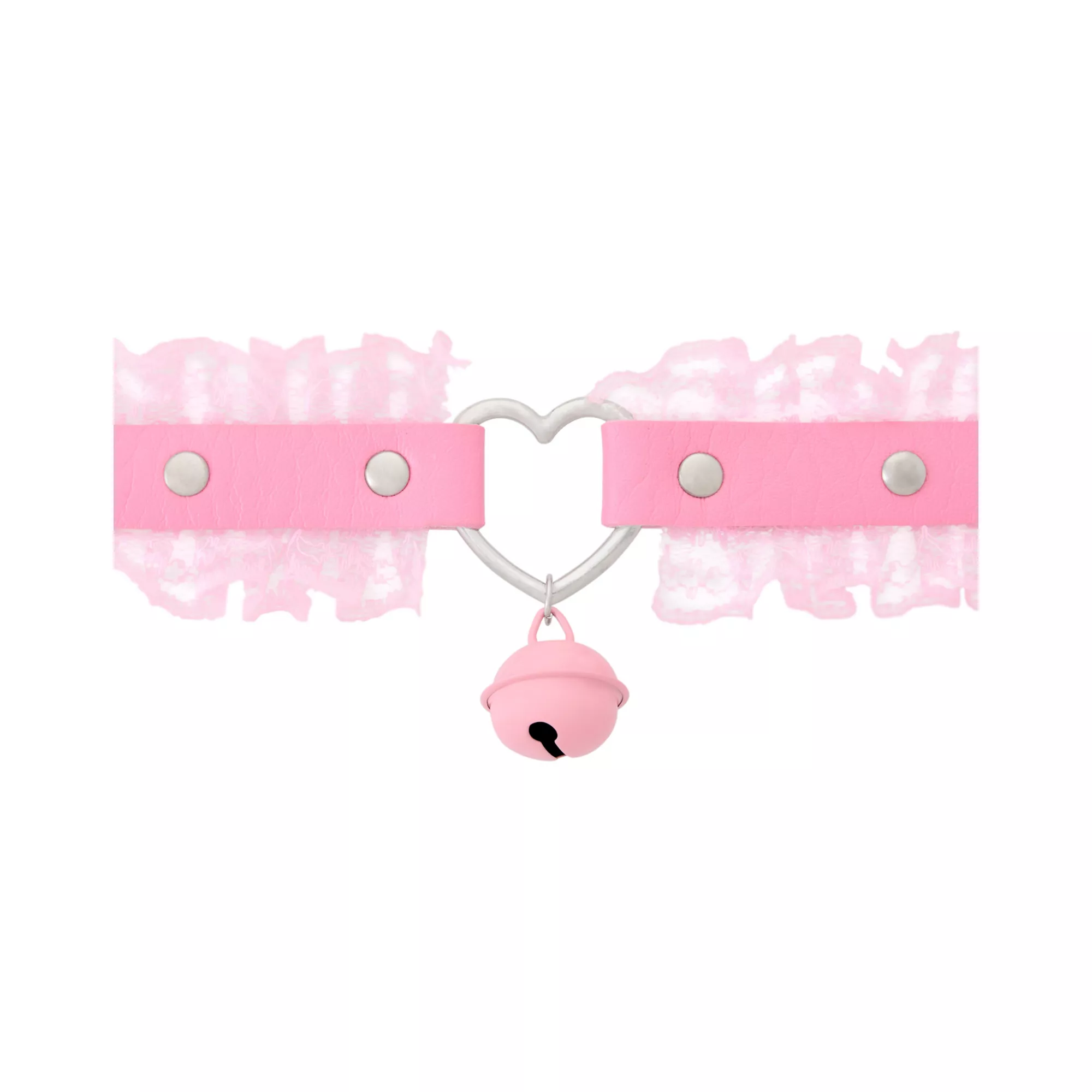 Pink Heart Charm Lace Choker Necklace