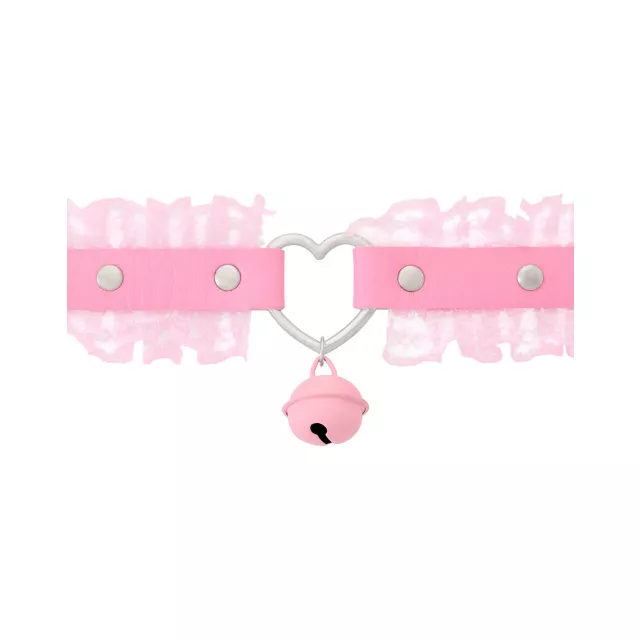 Pink Heart Charm Lace Choker Necklace at Spencer's