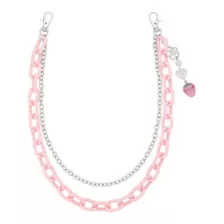 Strawberry Heart Pink and Silver-Tone 2-Row Wallet Chain at Spencer's