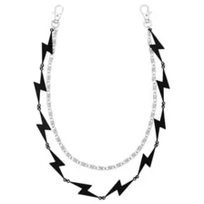 Lightning Bolt Black and Silver-Tone 2-Row Wallet Chain at Spencer's
