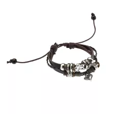 Brown Star and Heart Charm Layered Cord Bracelet at Spencer's
