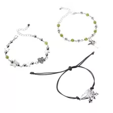 Multi-Pack Green and Silver-Tone Fairycore Bracelets - 3 Pack at Spencer's