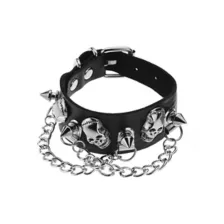 Black and Silver-Tone Skull Drop Chain Cuff Bracelet at Spencer's