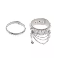 Silver-Tone Star Studded Drop Chain Cuff Bracelets - 2 Pack at Spencer's