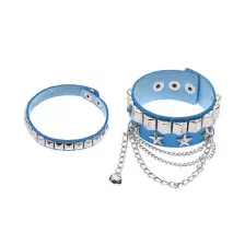 Blue and Silver-Tone Star Studded Drop Chain Cuff Bracelets - 2 Pack at Spencer's