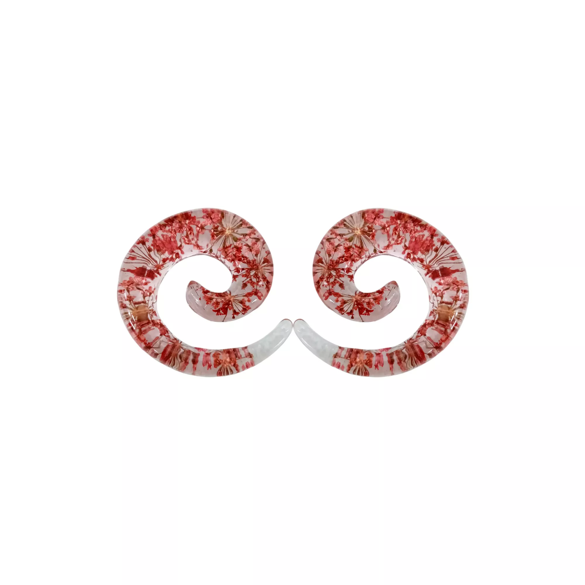 Red Dried Flower Clear Acrylic Spirals