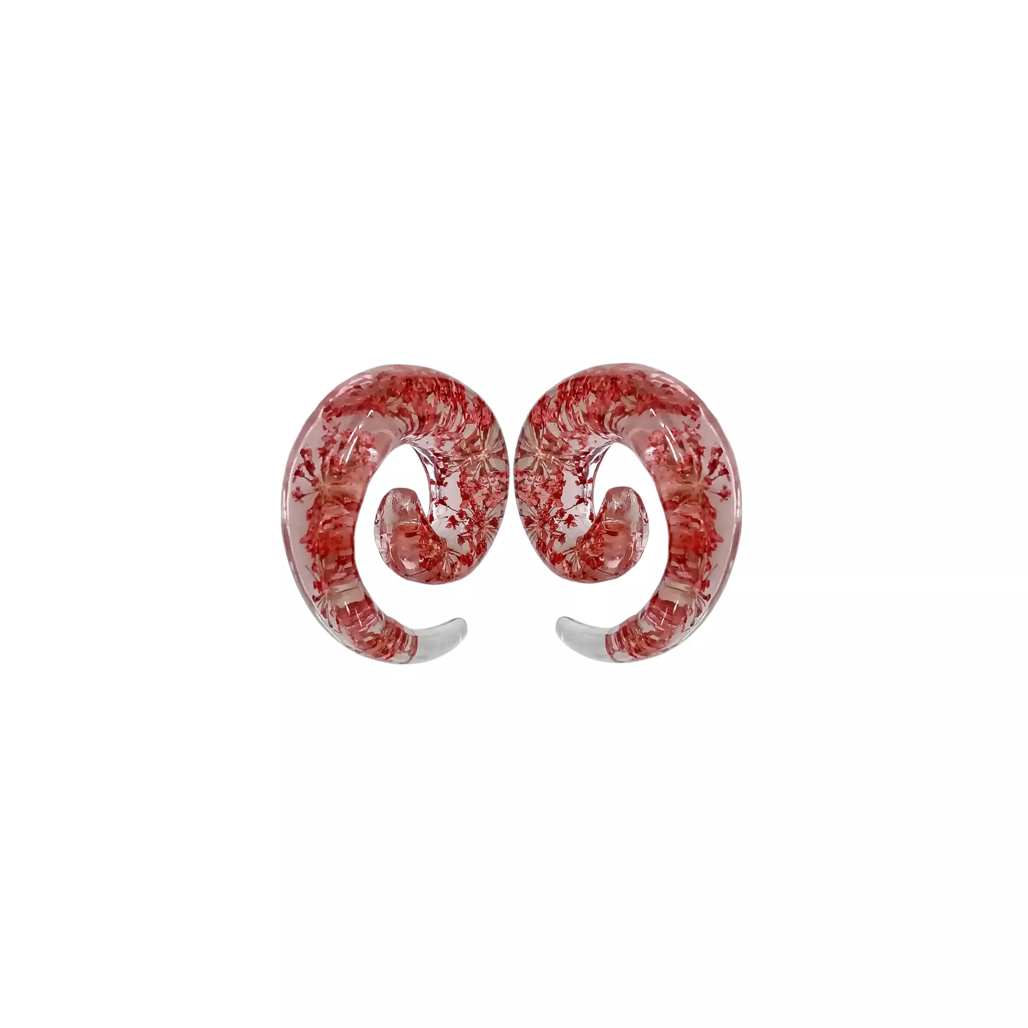 Red Dried Flower Clear Acrylic Spirals