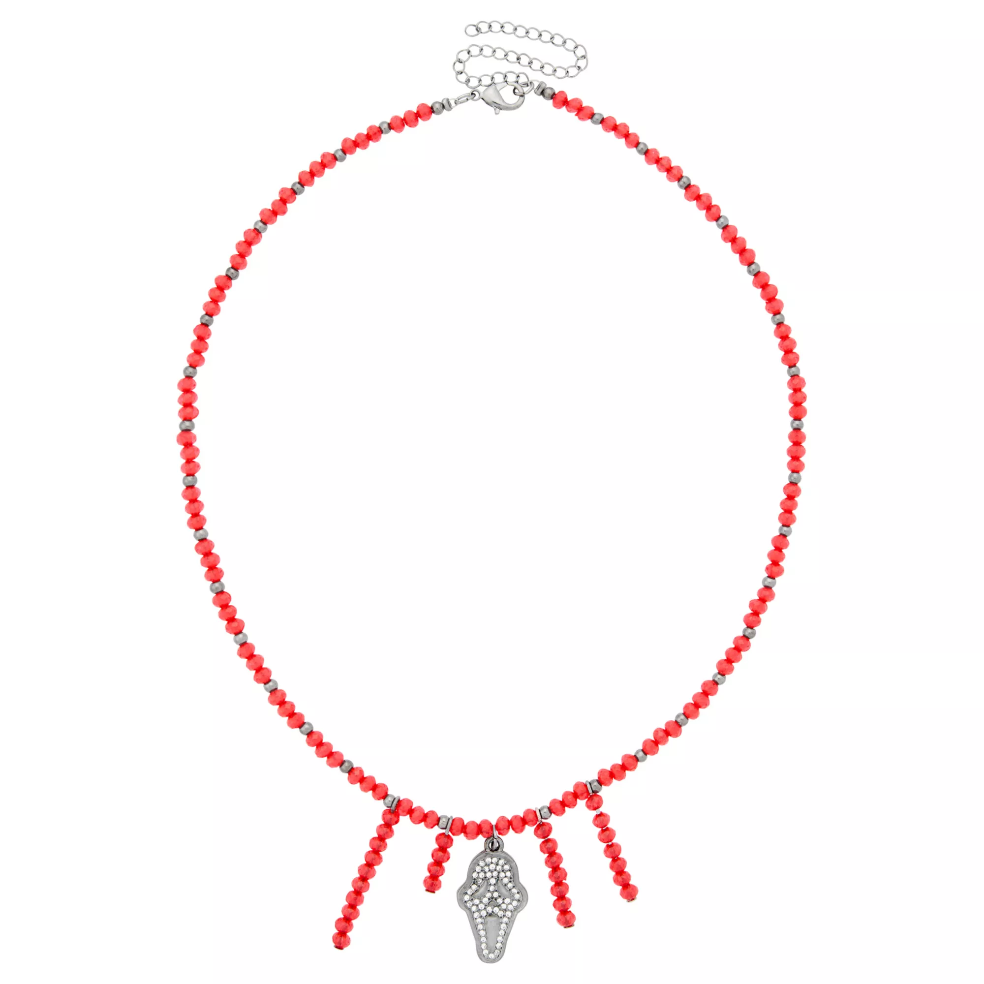 Ghost Face Red Beaded Choker Necklace
