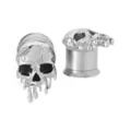 Dripping Skull Silver-Tone Plugs at Spencer's