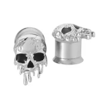 Dripping Skull Silver-Tone Plugs at Spencer's