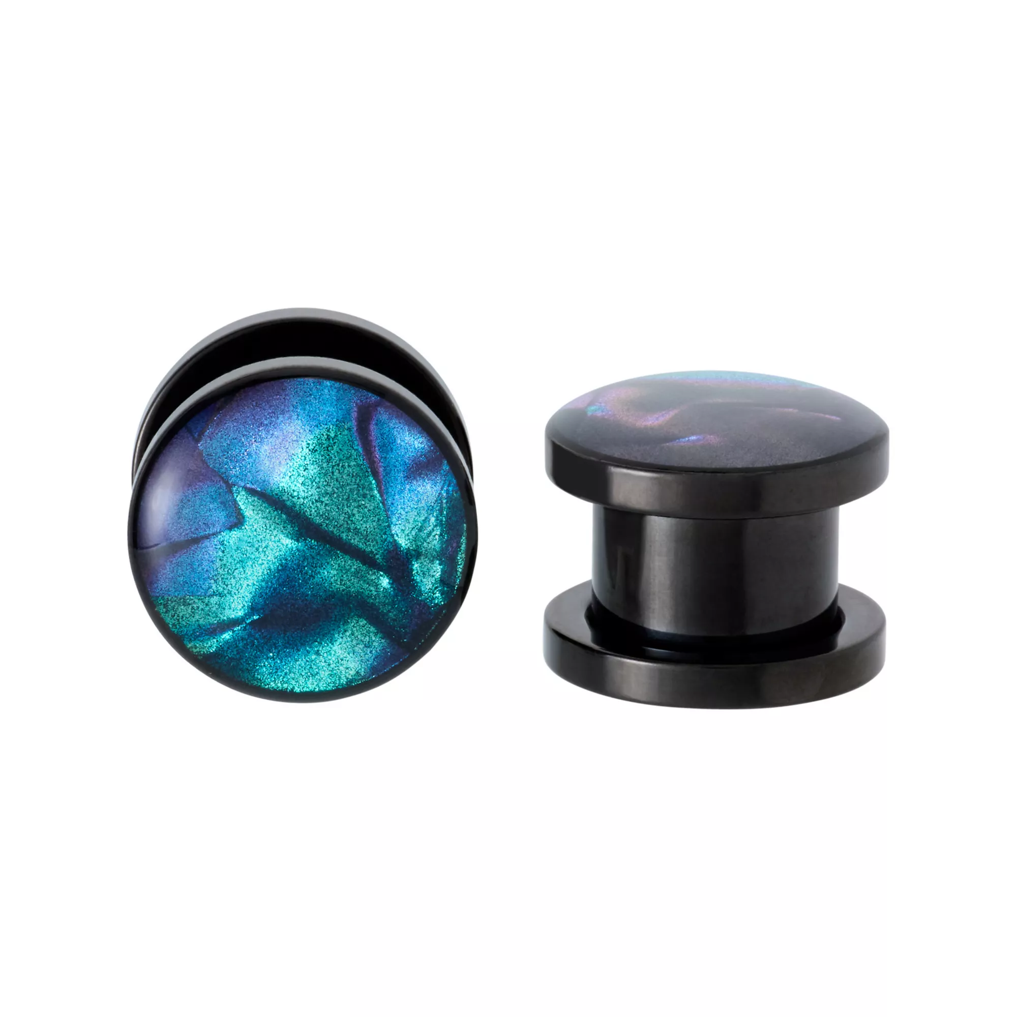 Multi-Pack Blue and Black Marble Plugs and Tunnels - 2 Pair at Spencer's