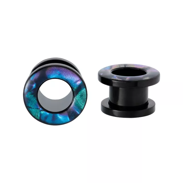 Multi-Pack Blue and Black Marble Plugs and Tunnels - 2 Pair at Spencer's