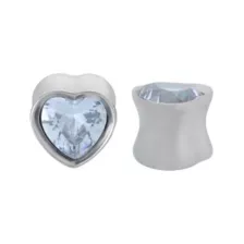 CZ Heart Silver-Tone Plugs at Spencer's