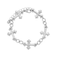 Multi-Pack Beaded Cross Chain and Spiked Cuff Bracelets - 5 Pack at Spencer's