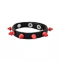Multi-Pack Black and Red Beaded Heart Chain and Spiked Cuff Bracelets - 5 Pack at Spencer's