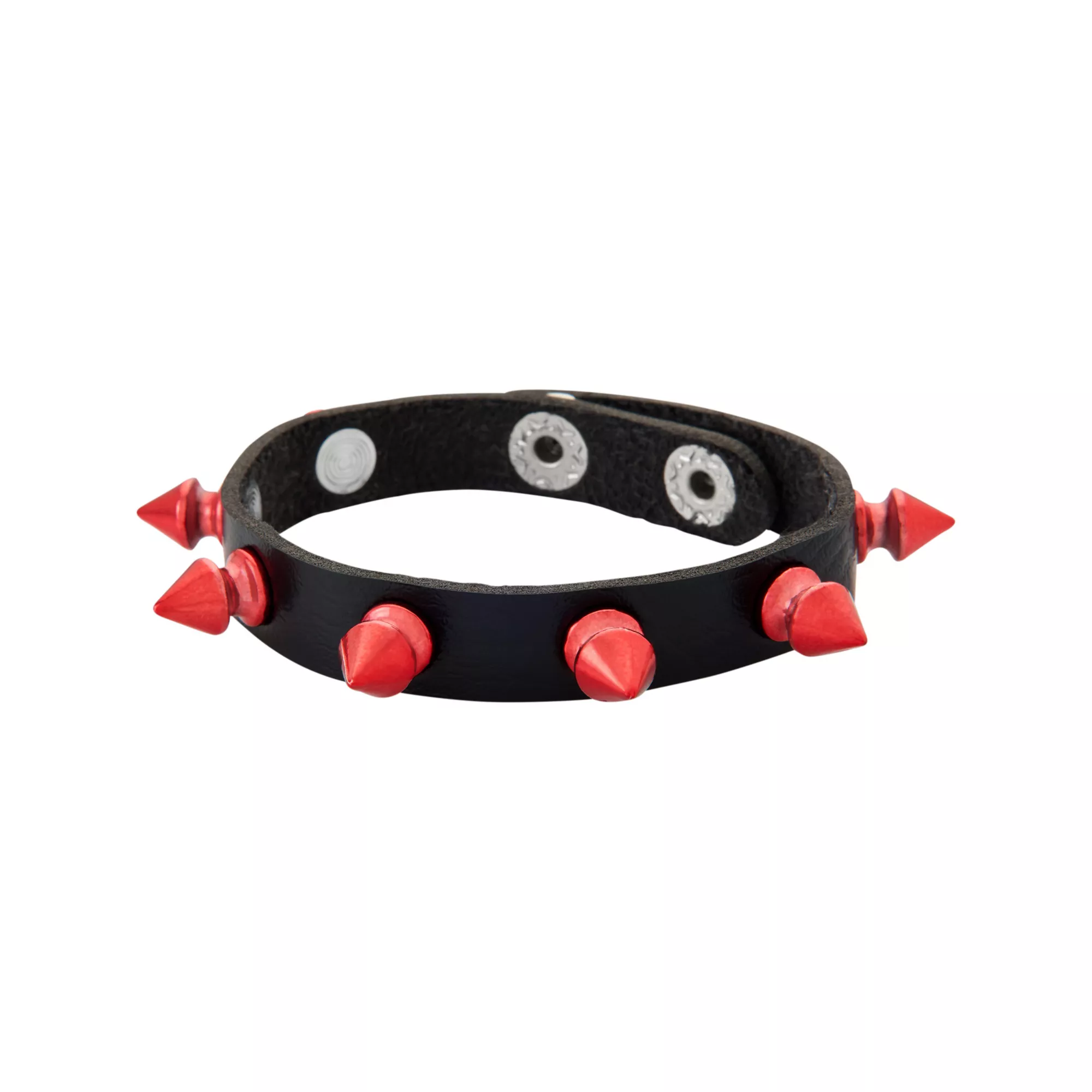 Multi-Pack Black and Red Beaded Heart Chain and Spiked Cuff Bracelets - 5 Pack