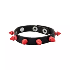 Multi-Pack Black and Red Beaded Heart Chain and Spiked Cuff Bracelets - 5 Pack at Spencer's