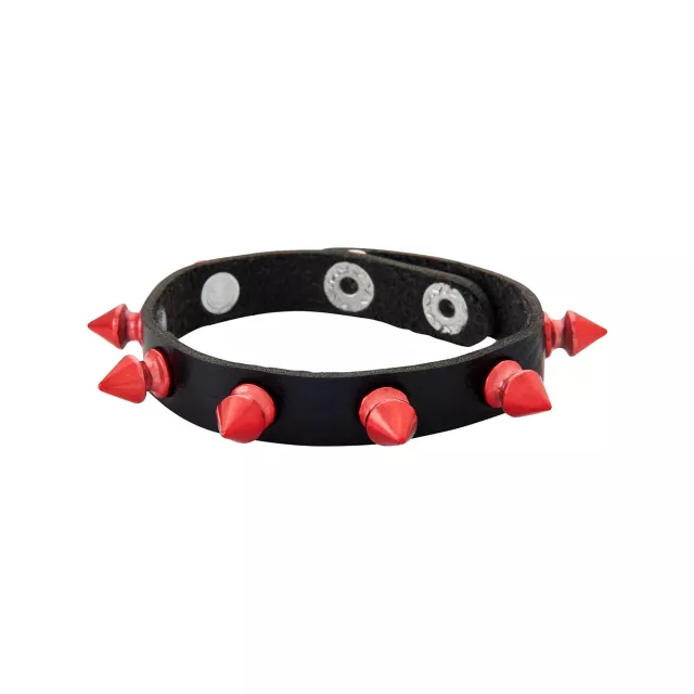 Multi-Pack Black and Red Beaded Heart Chain and Spiked Cuff Bracelets - 5 Pack at Spencer's