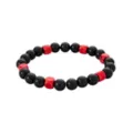 Multi-Pack Black and Red Beaded Heart Chain and Spiked Cuff Bracelets - 5 Pack at Spencer's
