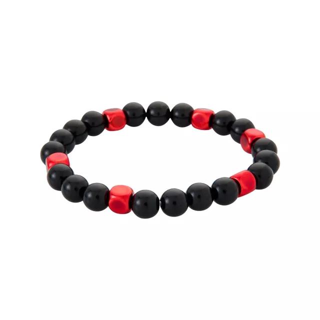 Multi-Pack Black and Red Beaded Heart Chain and Spiked Cuff Bracelets - 5 Pack at Spencer's