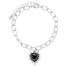 Multi-Pack Black and Red Beaded Heart Chain and Spiked Cuff Bracelets - 5 Pack at Spencer's