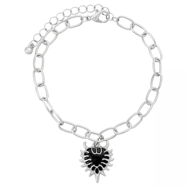 Multi-Pack Black and Red Beaded Heart Chain and Spiked Cuff Bracelets - 5 Pack at Spencer's