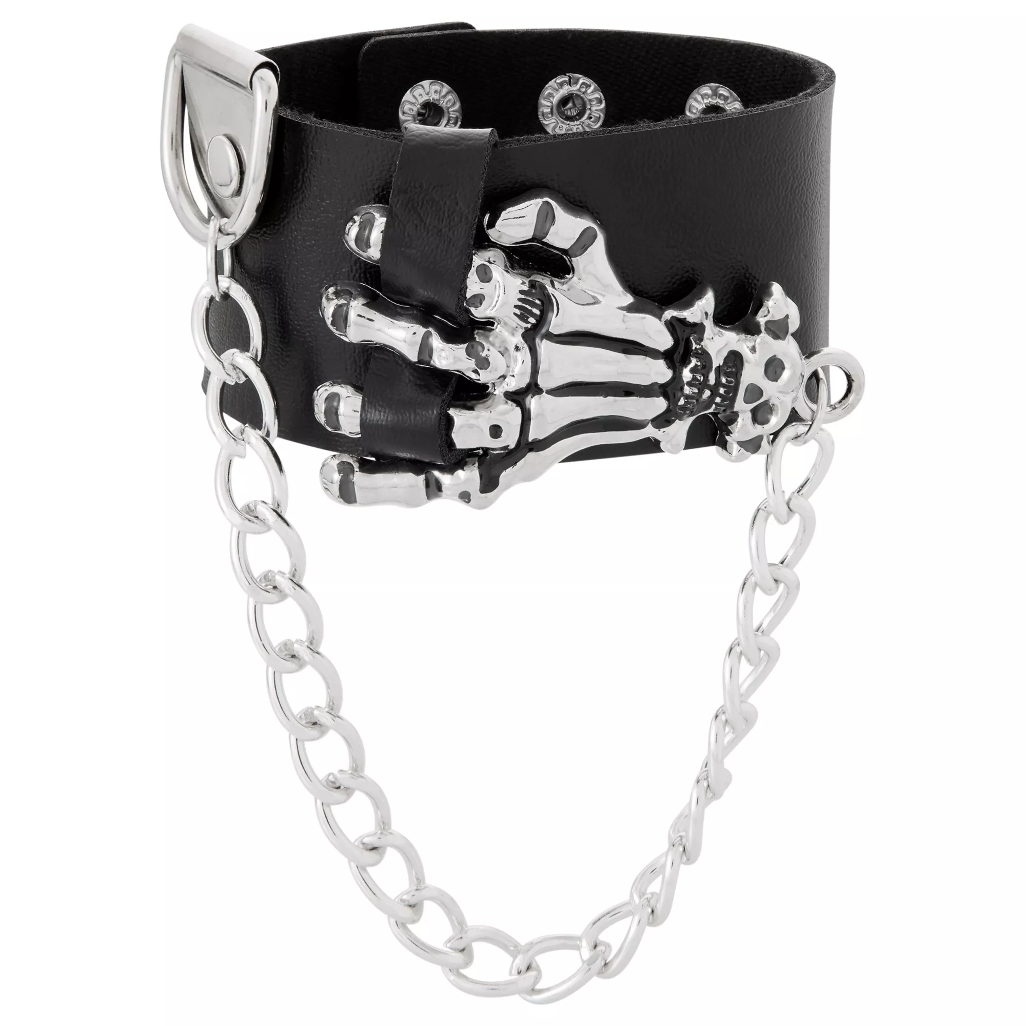 Skeleton Hand Drop Chain Cuff Bracelet