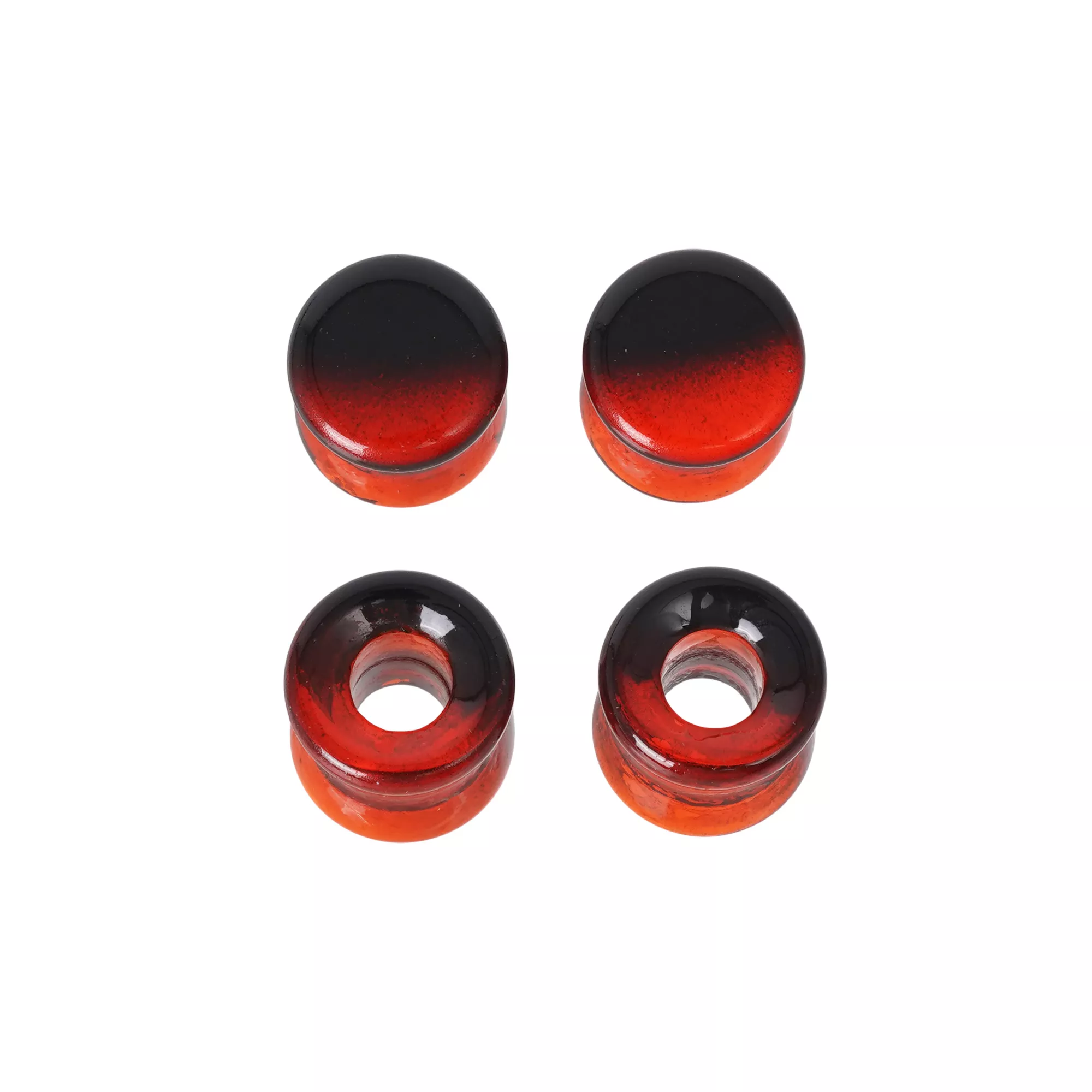 Multi-Pack Black and Red Opal Stone Plugs Tunnels  - 2 Pair