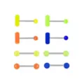 Multi-Pack Glow in the Dark Multicolor Pill and Ball Silver-Plated Tongue Barbells 8 Pack - 14 Gauge at Spencer's