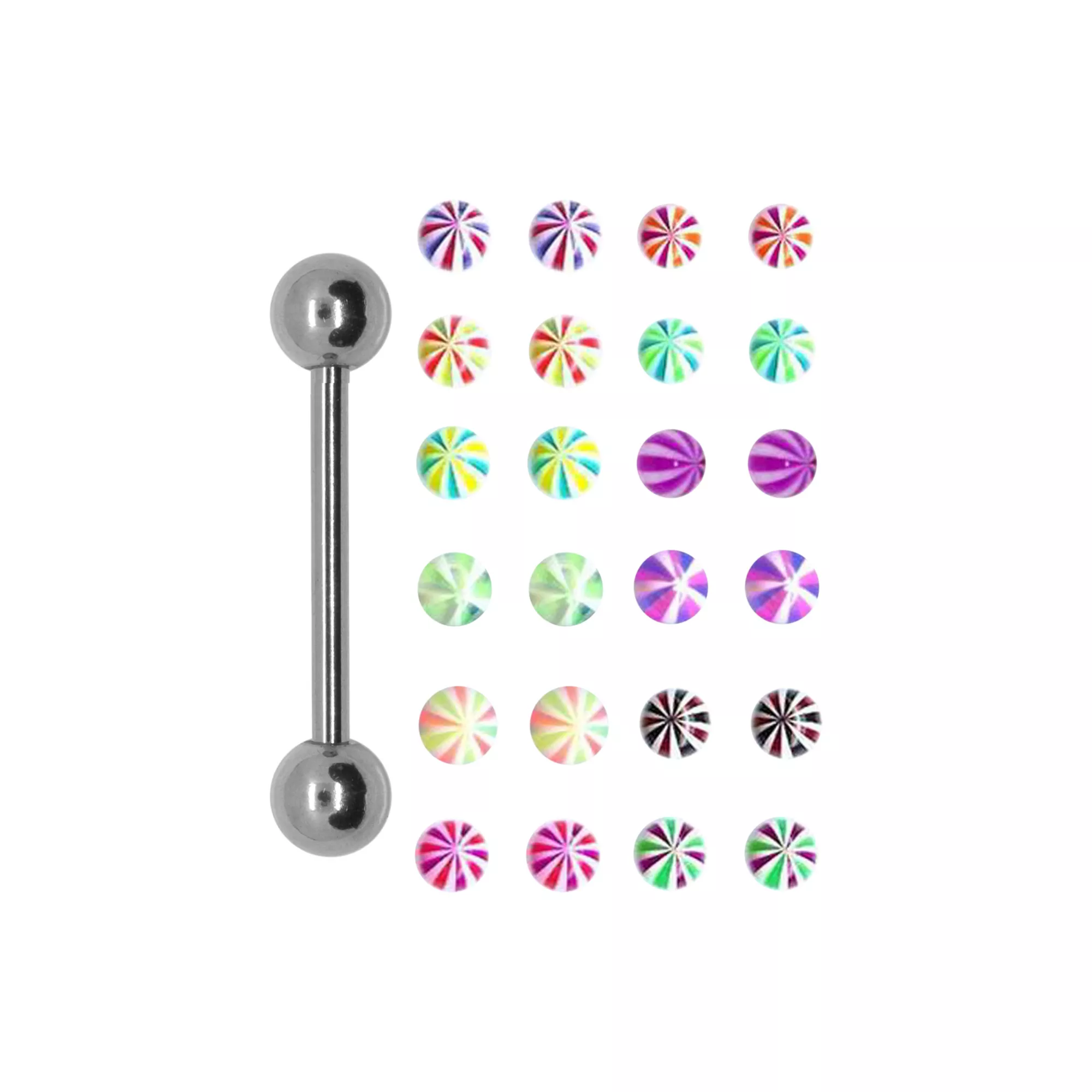 Silver-Plated Barbell with 24 Beach Ball Extra Ends - 14 Gauge at Spencer's