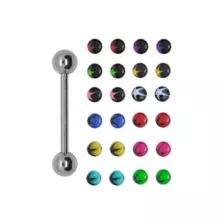 Silver-Plated Barbell with 24 Multi-Colored Star Extra Balls - 14 Gauge at Spencer's
