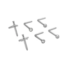 Multi-Pack ASTM F-136 Titanium CZ Dagger L-Bend Nose Rings 6 Pack - 20 Gauge at Spencer's