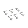Multi-Pack ASTM F-136 Titanium Prong CZ Basic L-Bend Nose Rings 6 Pack - 20 Gauge at Spencer's