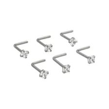 Multi-Pack ASTM F-136 Titanium Prong CZ Basic L-Bend Nose Rings 6 Pack - 20 Gauge at Spencer's