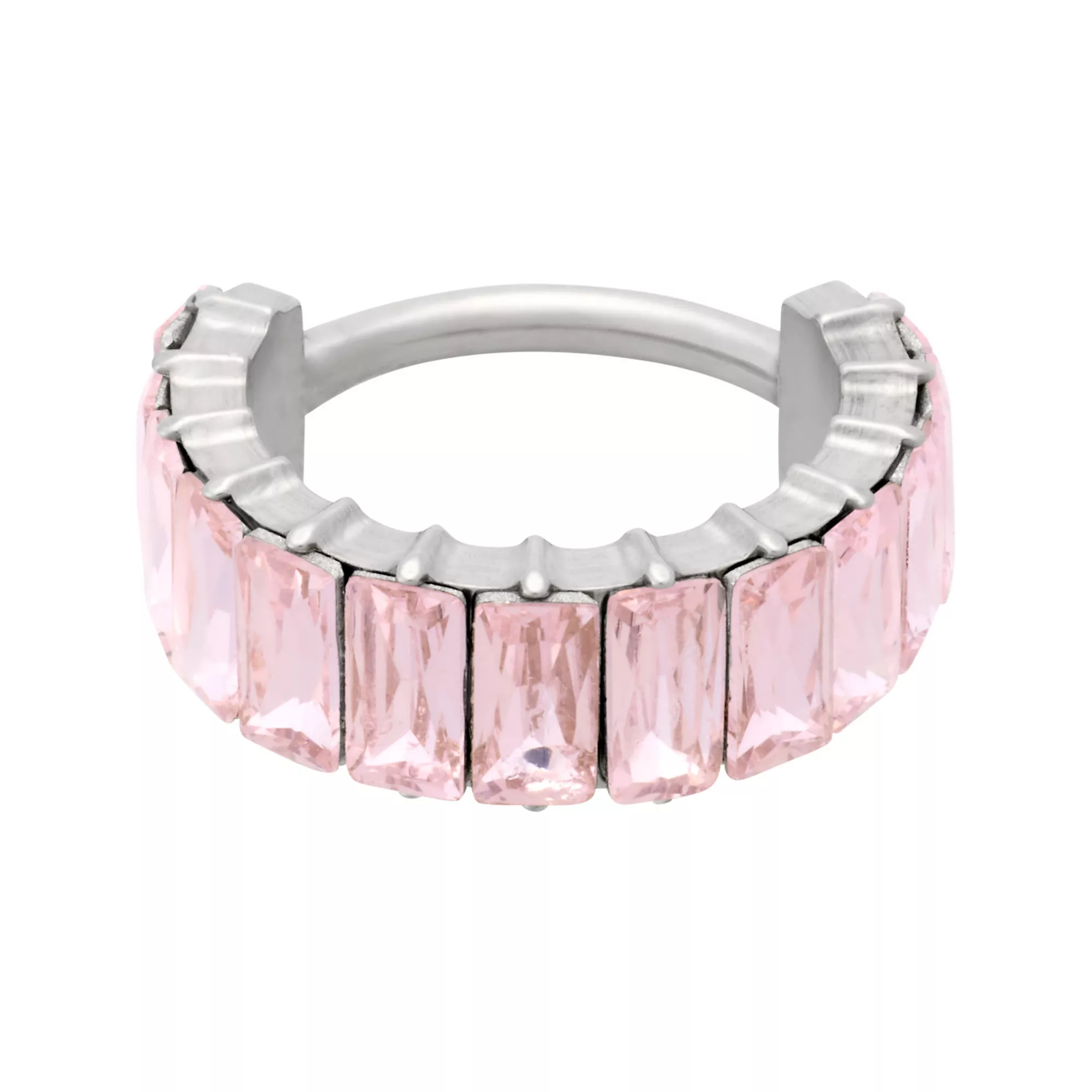 ASTM F-136 Titanium Pink CZ Stack Hinged Septum Ring - 16 Gauge at Spencer's
