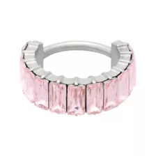 ASTM F-136 Titanium Pink CZ Stack Hinged Septum Ring - 16 Gauge at Spencer's