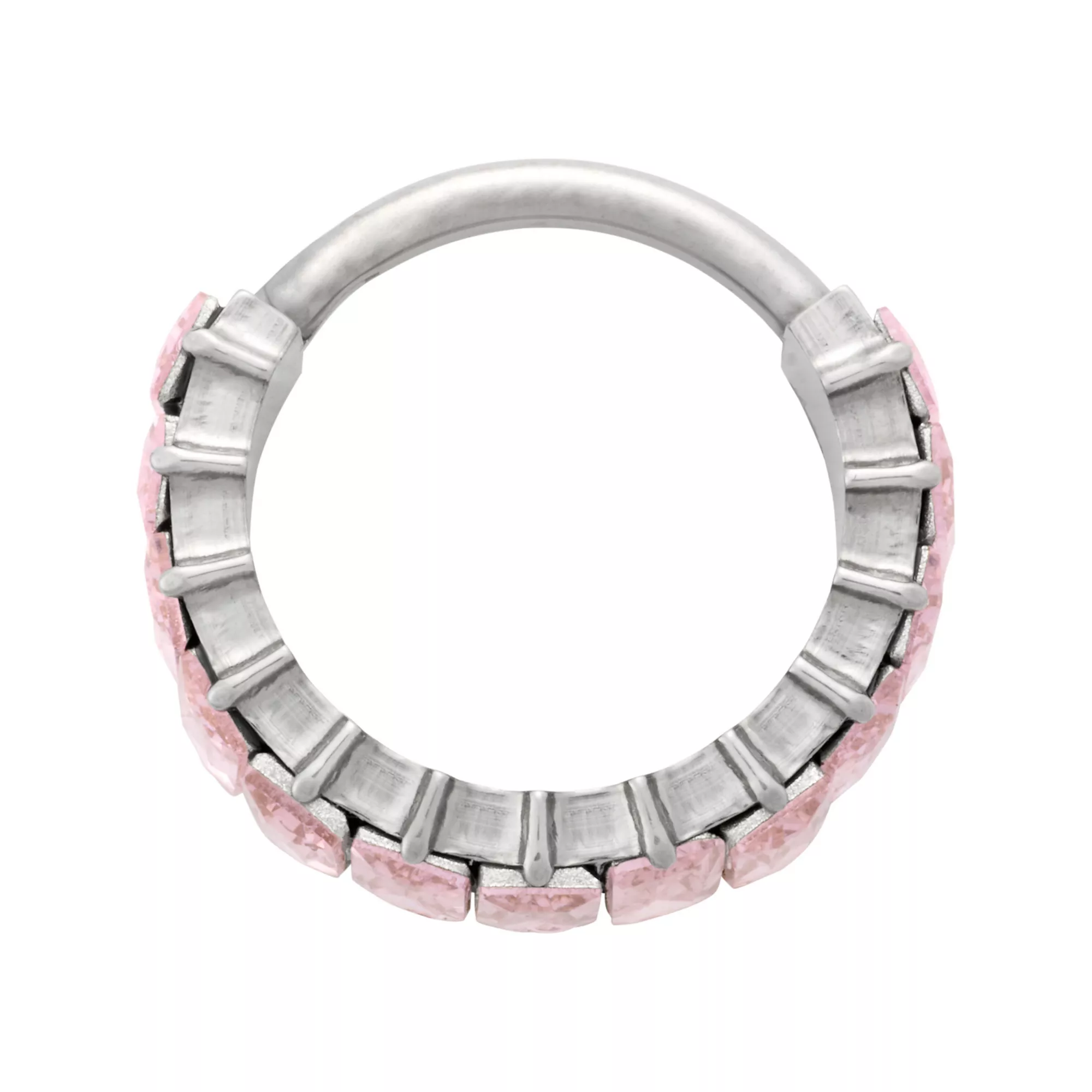 ASTM F-136 Titanium Pink CZ Stack Hinged Septum Ring - 16 Gauge at Spencer's