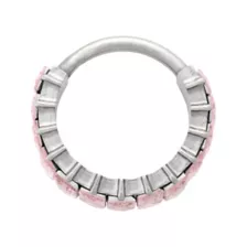 ASTM F-136 Titanium Pink CZ Stack Hinged Septum Ring - 16 Gauge at Spencer's