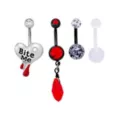 Multi-Pack Titanium Bite Me Heart Belly Rings 4 Pack - 14 Gauge at Spencer's
