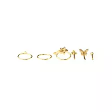 Multi-Pack Gold-Tone Aurora Borealis Effect Nose Pins and Hoop Nose Rings 6 Pack - 20 Gauge at Spencer's