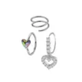 Multi-Pack Iridescent Clear CZ Heart Silver-Tone Titanium Nose Hoops 3 Pack - 20 Gauge at Spencer's