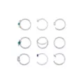 Multi-Pack Turquoise-Effect and Blue CZ Celestial Silver-Tone Titanium Nose Hoops 9 Pack - 20 Gauge at Spencer's