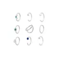 Multi-Pack Turquoise-Effect and Blue CZ Celestial Silver-Tone Titanium Nose Hoops 9 Pack - 20 Gauge at Spencer's