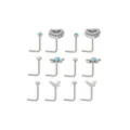 Multi-Pack CZ Heart Flower L-Bend Nose Rings 12 Pack - 20 Gauge at Spencer's
